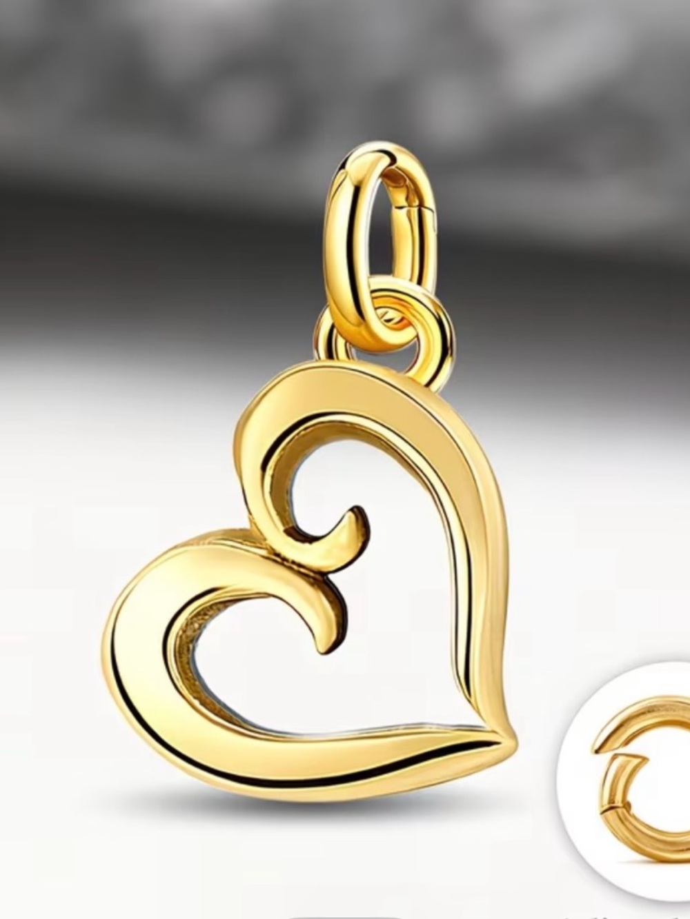 Gold Heart Charm Pendant